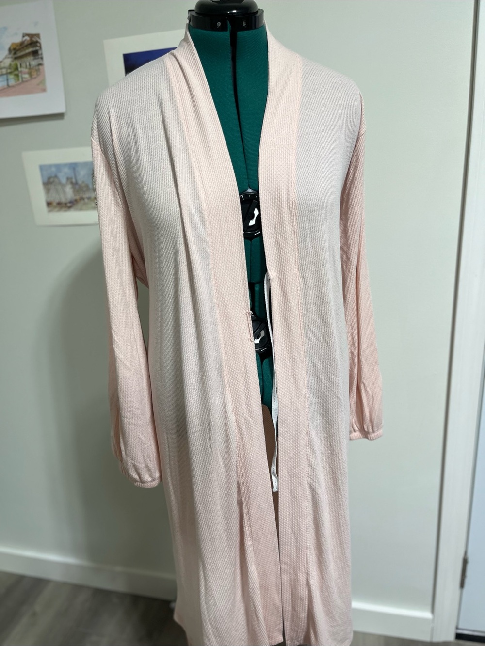 LC Lauren Conrad Pale Pink Long Open Robe Cardigan